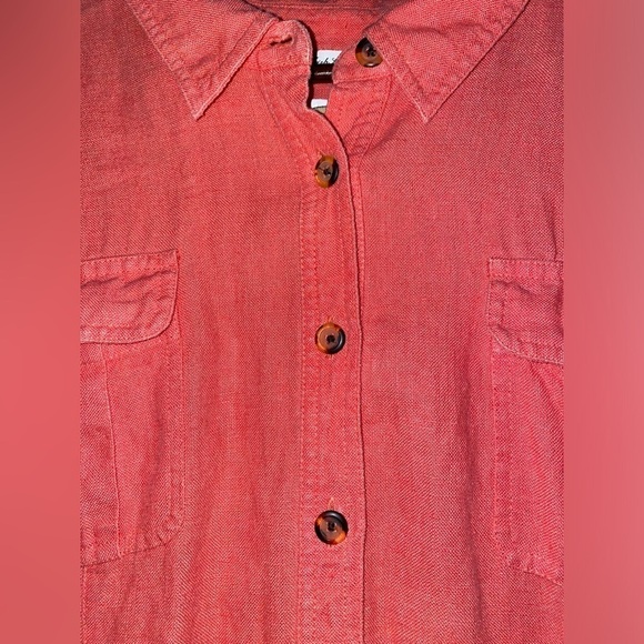 Talbot Irish Linen Pullover  Short Sleeve Orange Mini Dress Women‎ 16 Lagenlook - Picture 5 of 9